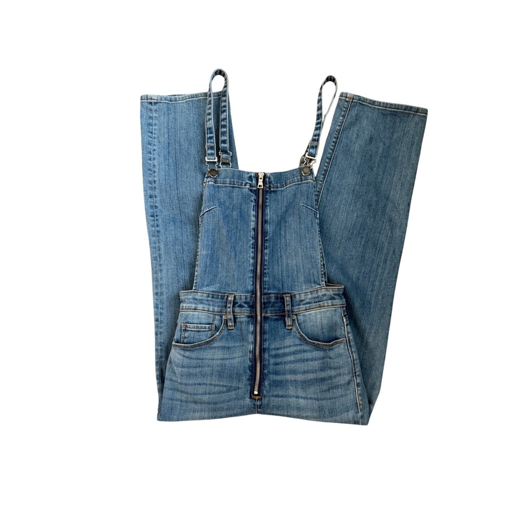 Hudson Los Angeles Denim Zip Front Overalls Jumpsuit Women Size 25 Cropped